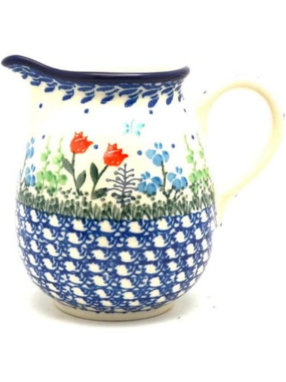 Handcrafted Ceramic Creamer - 10 oz. Floral Tulip Design - Unique Kitchen Decor